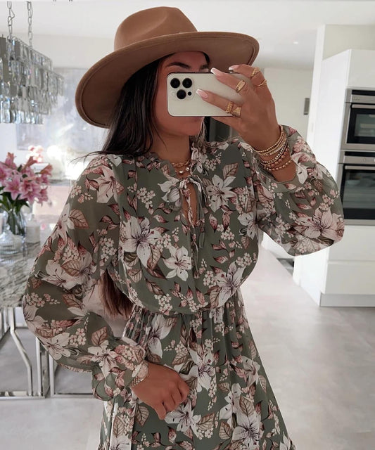 Olanda Flower dress Army