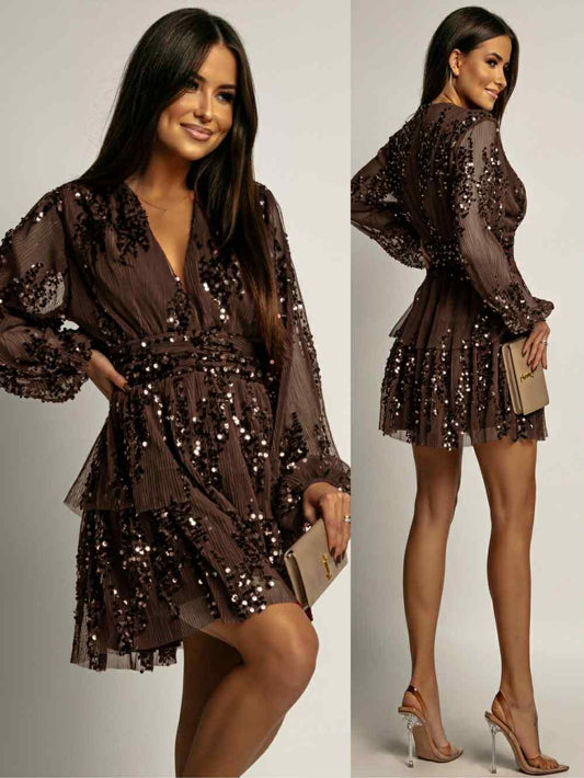 Dellta palliet dress Brown - H3230
