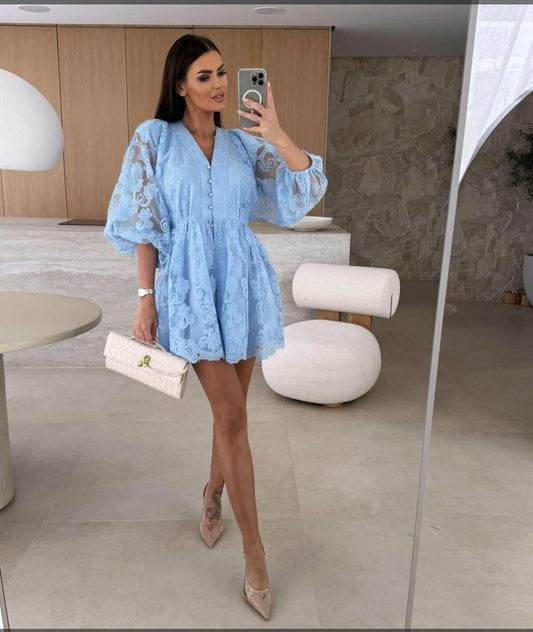 Okka lace dress Blue - W34541