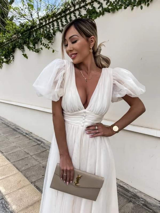 Jullie tyl dress white - R08829