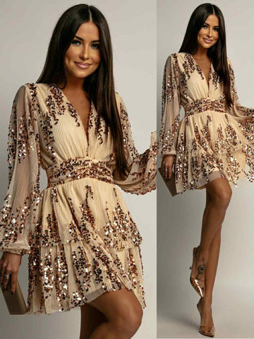 Dellta palliet dress Beige - H3230