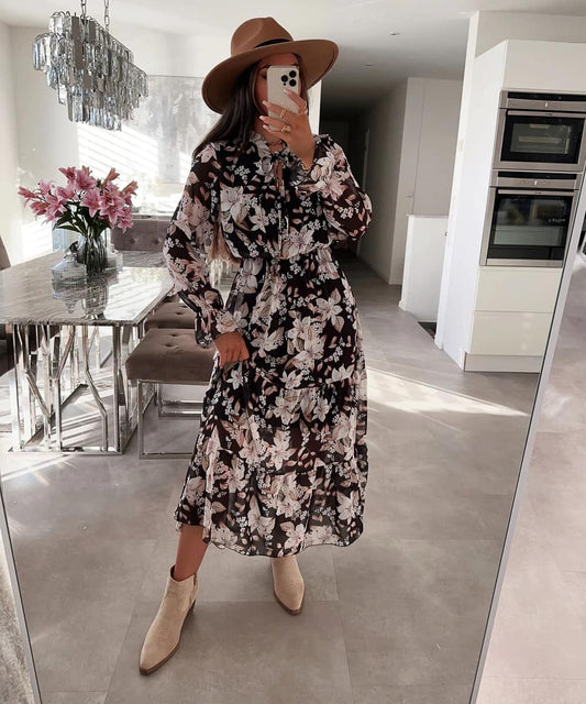 Olanda Flower dress Black
