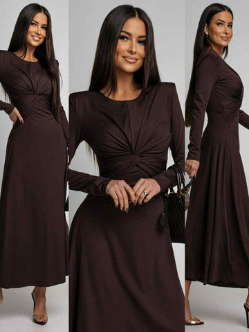 Albah dress Brown  - c-43357
