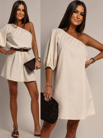 Ennah dress beige    - ps9157
