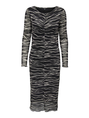 JDYELSA L/S MESH DRESS JRS black/zebra 556