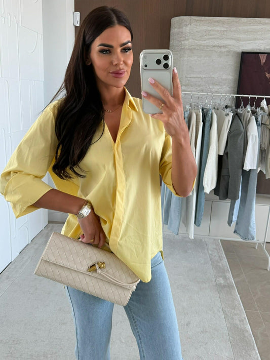 Flowy oversize Long shirt yellow - A2587