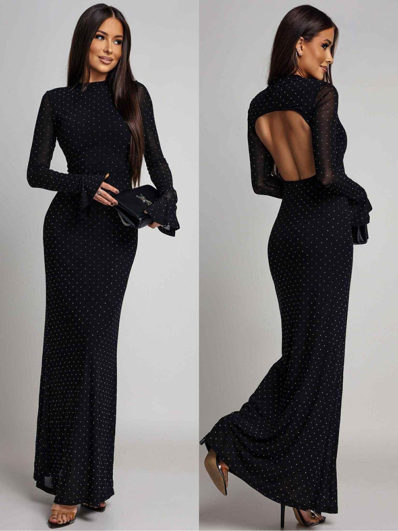 Anna rhinestone dress black - EP19575