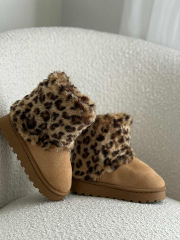 Kiddie boots leopard fur