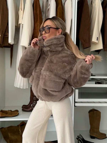 Mondi teddy jacket taupe - OX9102