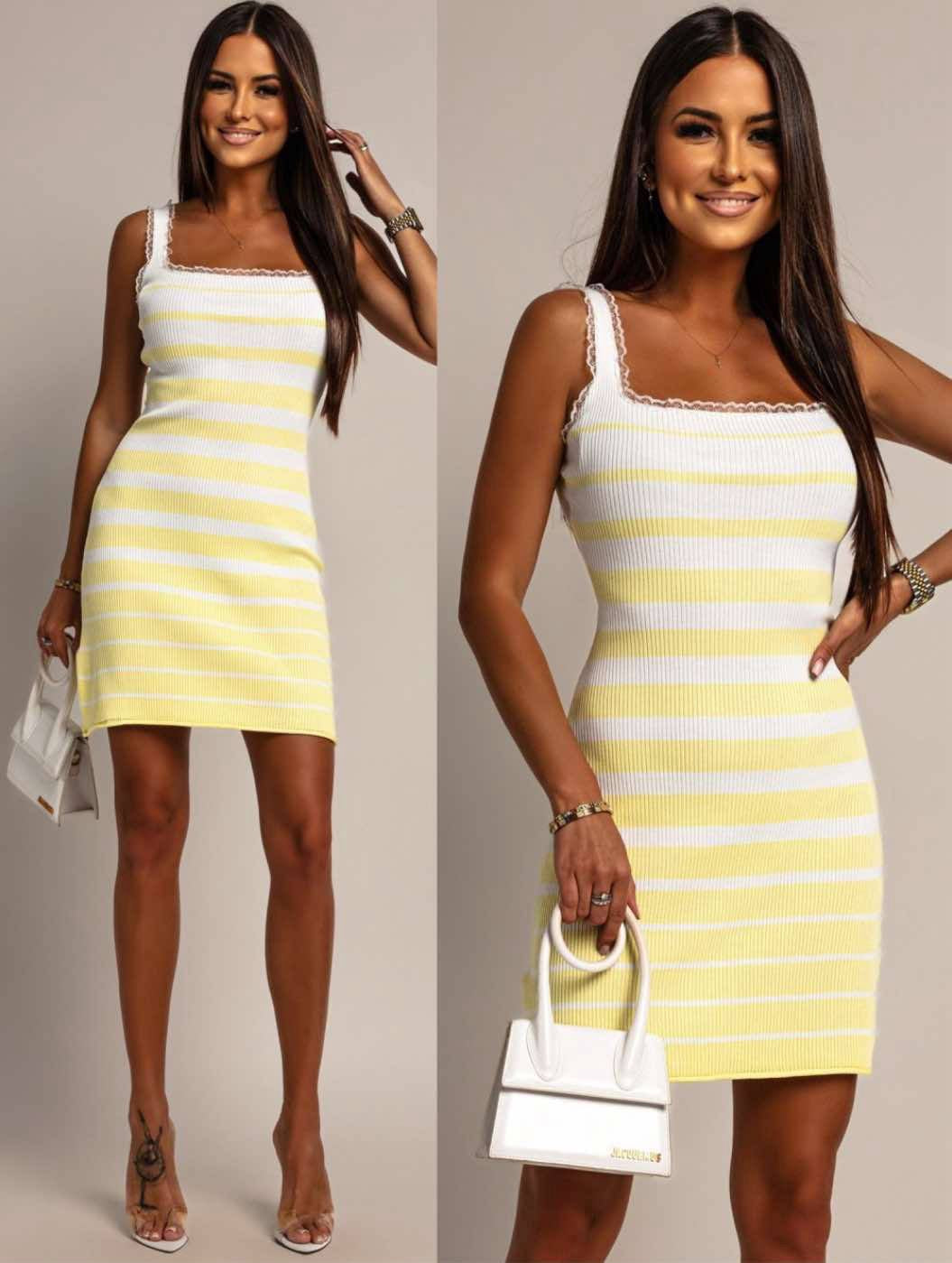 Dinnia dress yellow strib 556