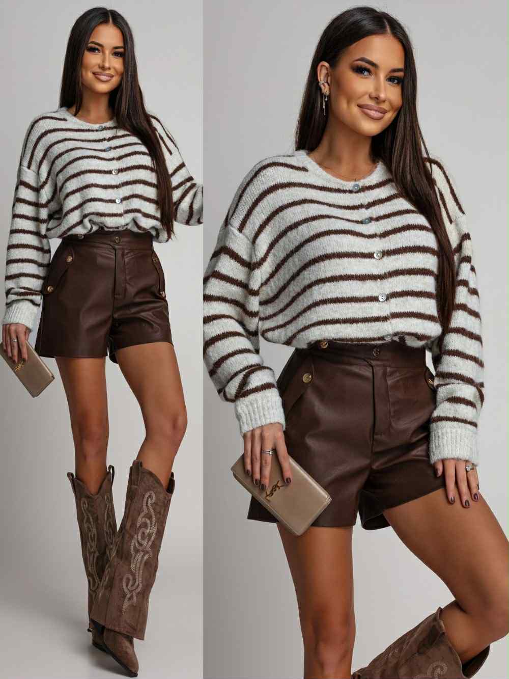 Pluto knit beige/coffe - YP1790