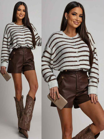 Pluto knit beige/coffe - YP1790