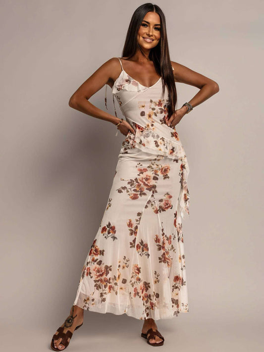 Ea Flower dress beige  - 26269
