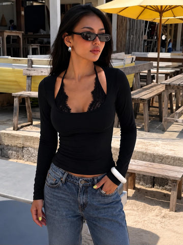 Lacca lace top Black - 26611