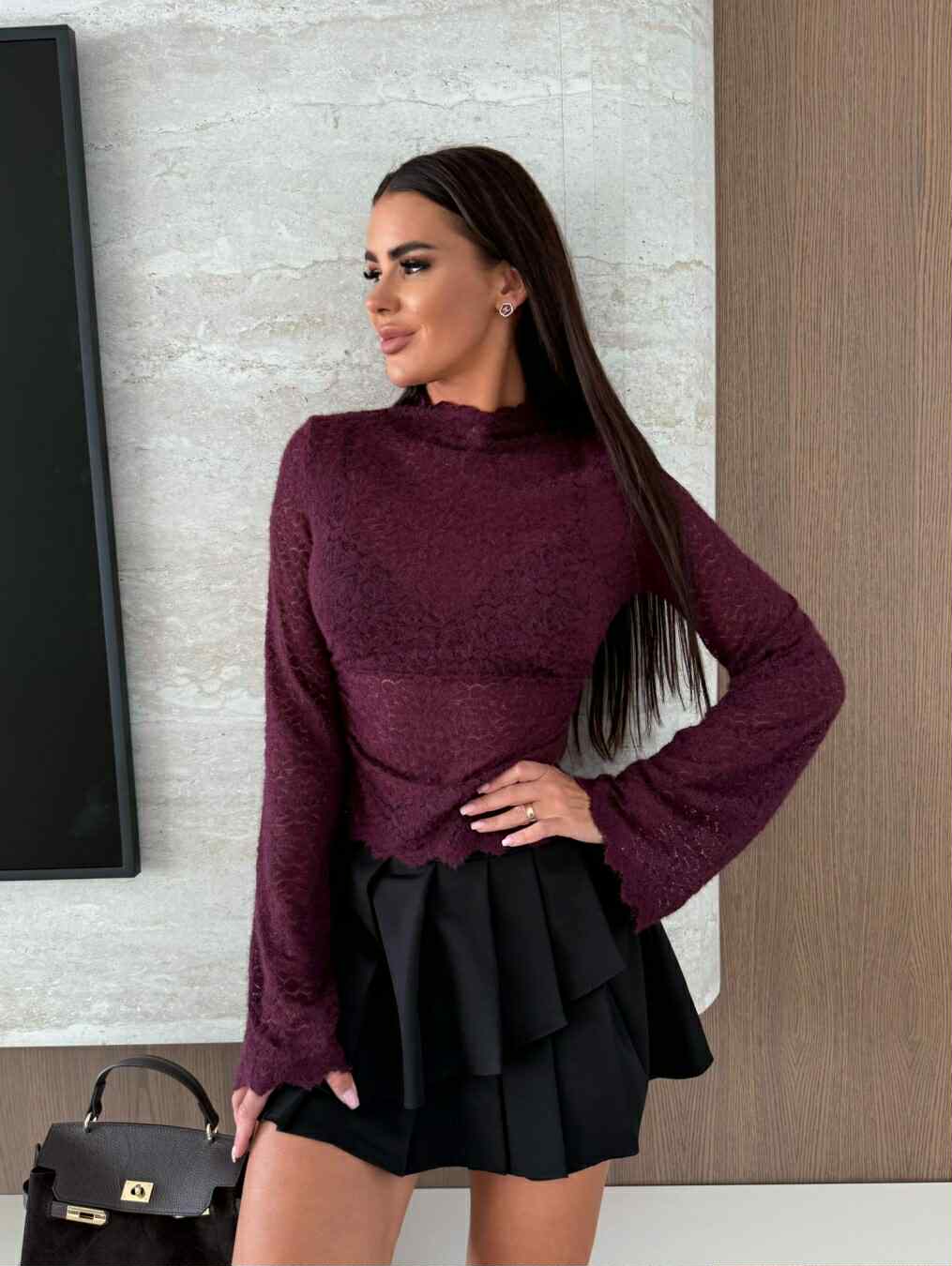 Calssai lace top Bordeaux  - 06025