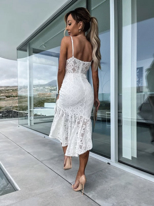 Rinah lace dress White