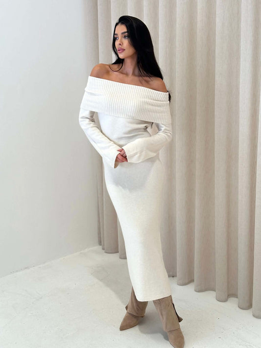 Mora Knit dress beige - TL183