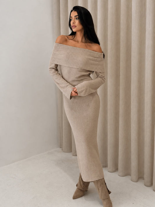 Mora Knit dress camel- TL183