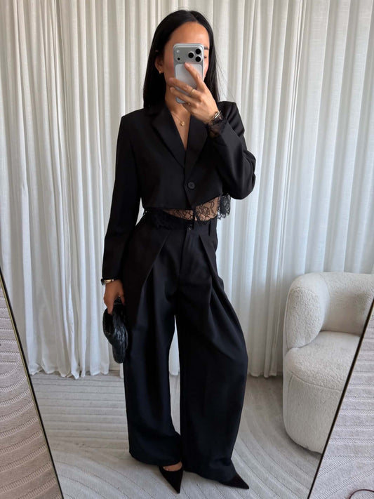 Sofiajo cropped lace blazer Black - EP19817