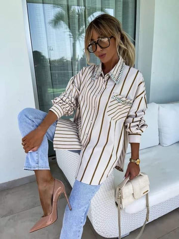 Victoreia shirt beige- W18175