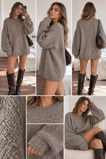 Dominik glitter sweat Camel - 1808