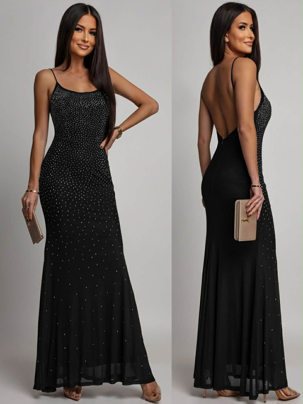 Kammie rhinestone dress Black