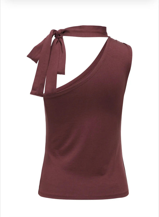 JDYMATI ONE SHOULDER SCARF TOP JRS EXP wine 556