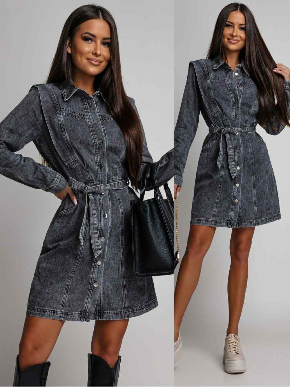 Jaylin denim dress grey -  C10863