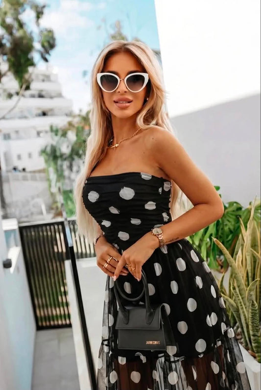 Romance Dot dress Black  - 9093