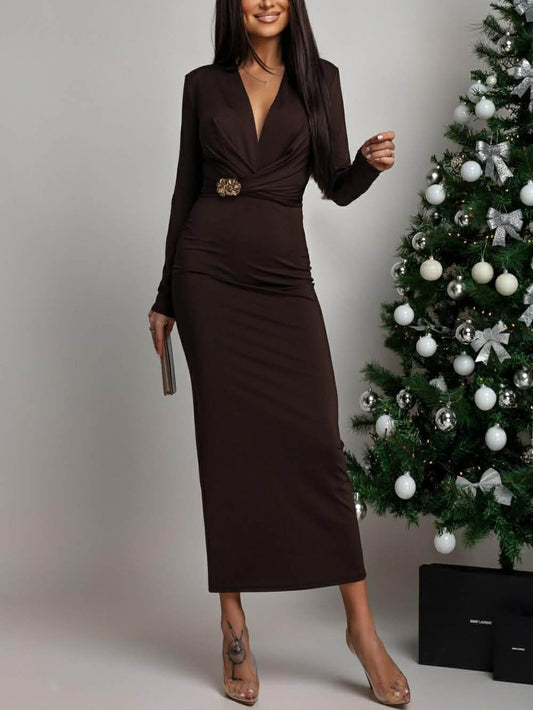 Lenova dress brown - C44029