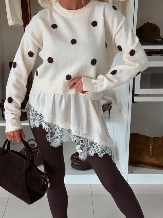 Kinja Dot sweat beige  - AM1203