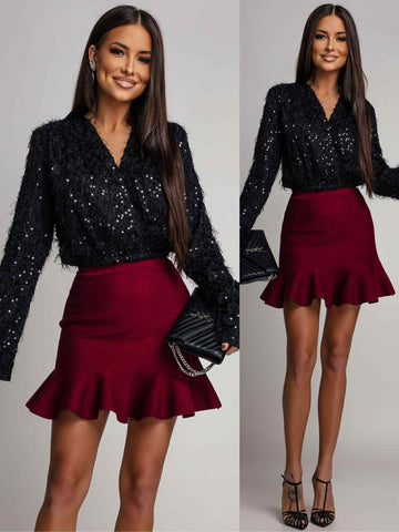 Fringe sequin top black - EP19594