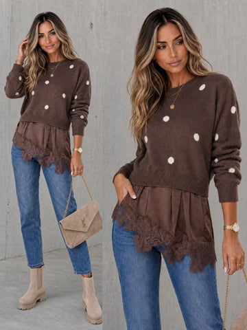 Kinja Dot sweat choko   - AM1203