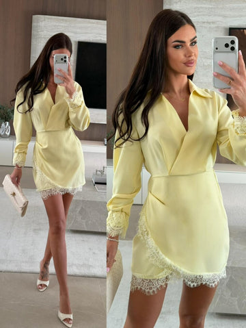 Malicia Lace dress yellow - KR45711