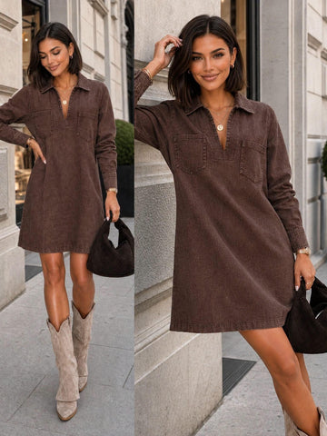 Karly denim dress brown - JP3479