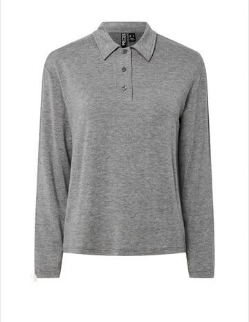 PCRITT LS POLO JRS PWP medium Grey melange