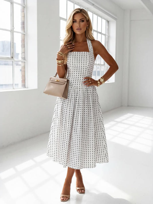 Skarlett dot dress White   - PS9581S