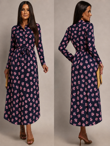 JDYSORO L/S midi SHIRT DRESS sky captain/pink glove 556