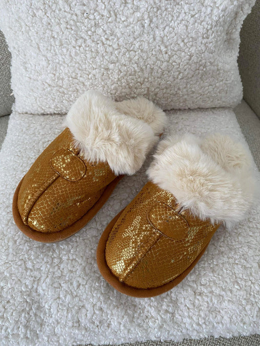 Camilla slippers Camel glitter