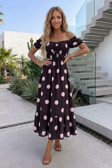 Fairy dot dress brun/rosa  - 2747