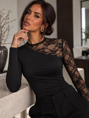 Wilje lace top black  - HS10287