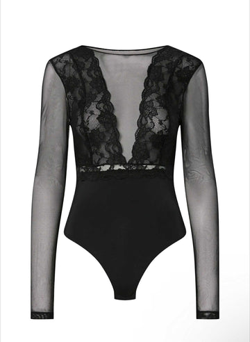 PCSICCA LS BODYSTOCKING NOOS black