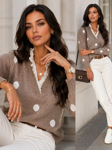 Etiopa Dot Sweat taupe -AM1213