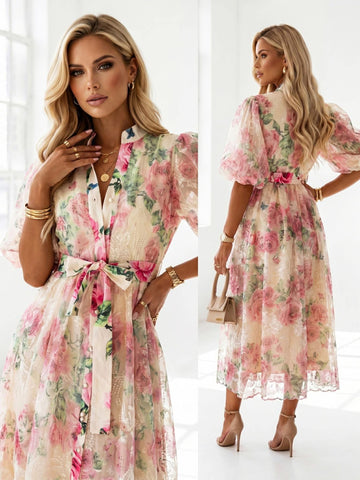 Xelda Flower lux dress rose - W52673