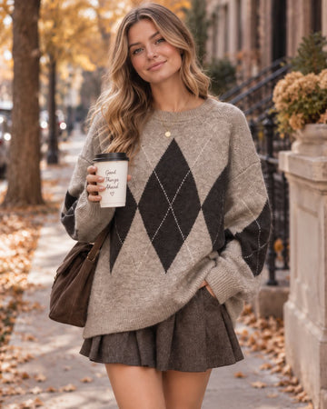 Malene sweat taupe/coffe - 10077
