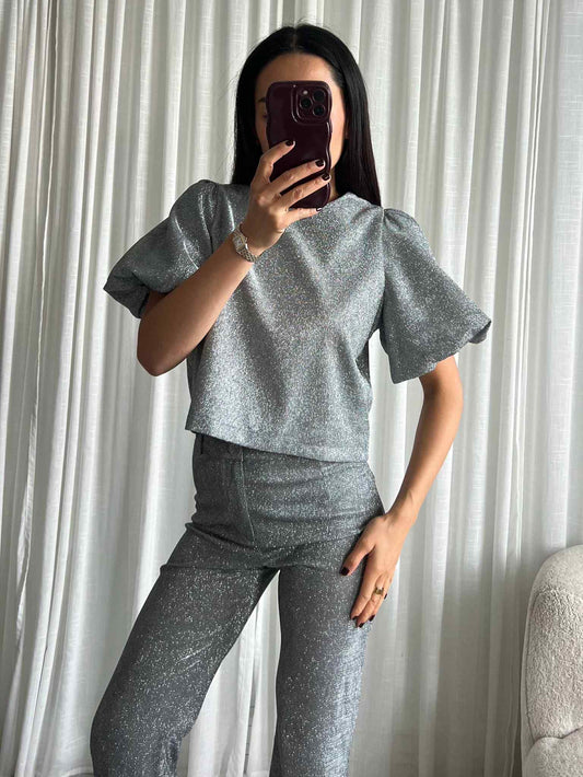 Rachael glitter top silver - EP19626