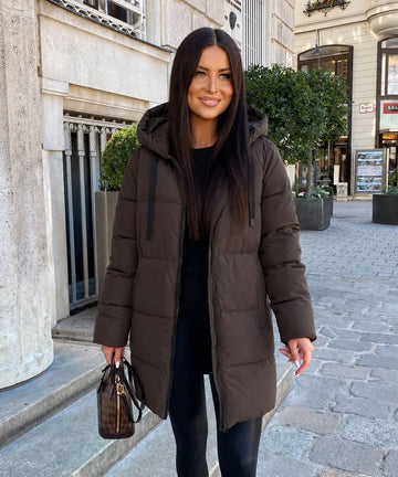 JDYBLAIR LONG HOOD PUFFER OTW SIJ NOOS Chocolate Torte_CONTRAST BLACK