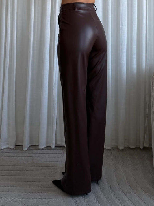 Sebia pu pants Brown- M391