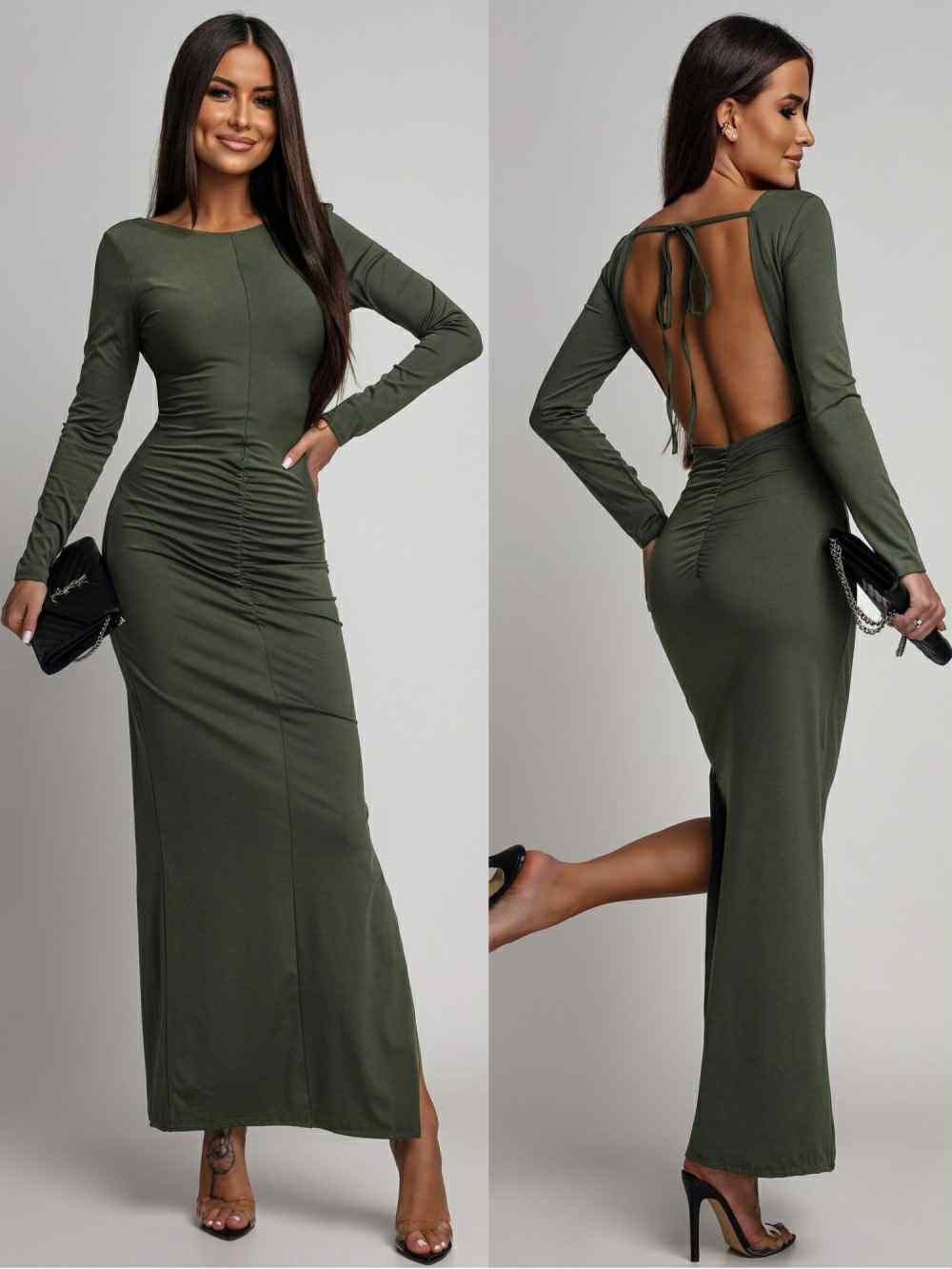Alenaa dress khaki   - C-42979
