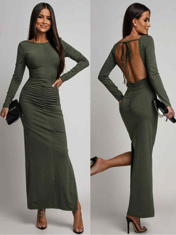 Alenaa dress khaki   - C-42979